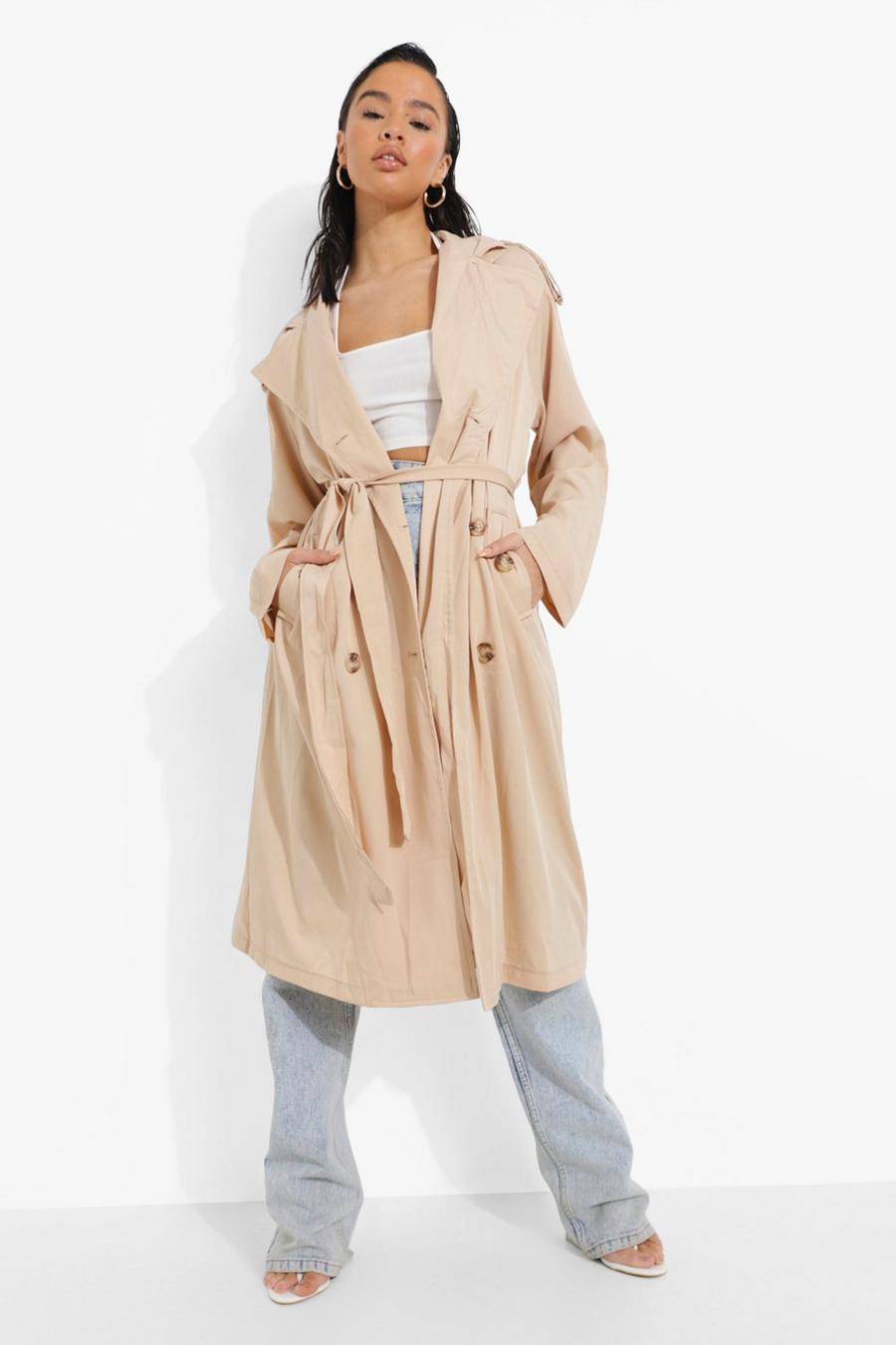 Beige Double Breasted Trench Coat image number 1