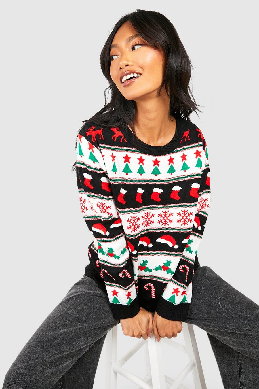 Black Mini Fairisle Christmas Sweater image number 1