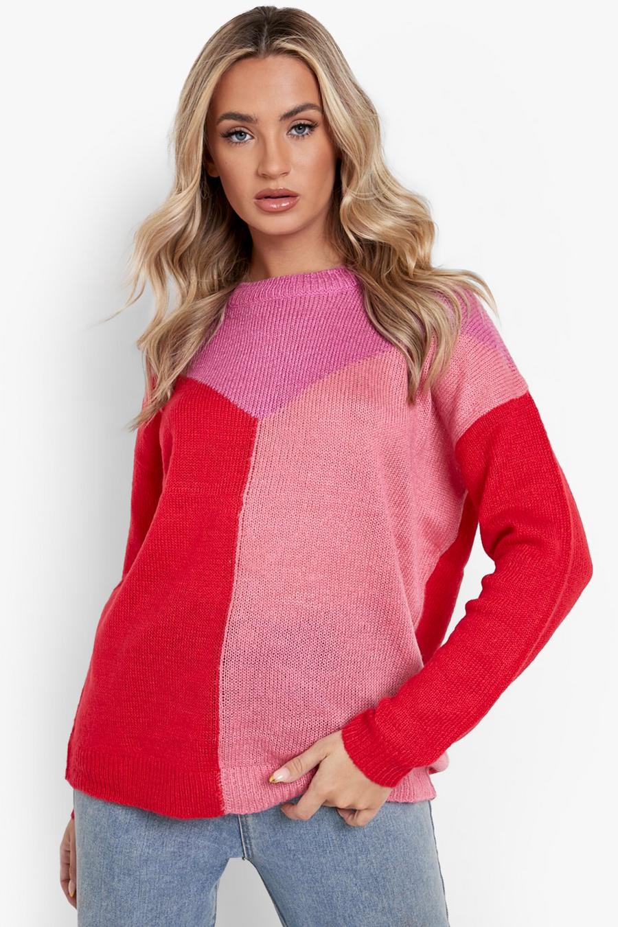 Colorblock Pullover, Pink image number 1