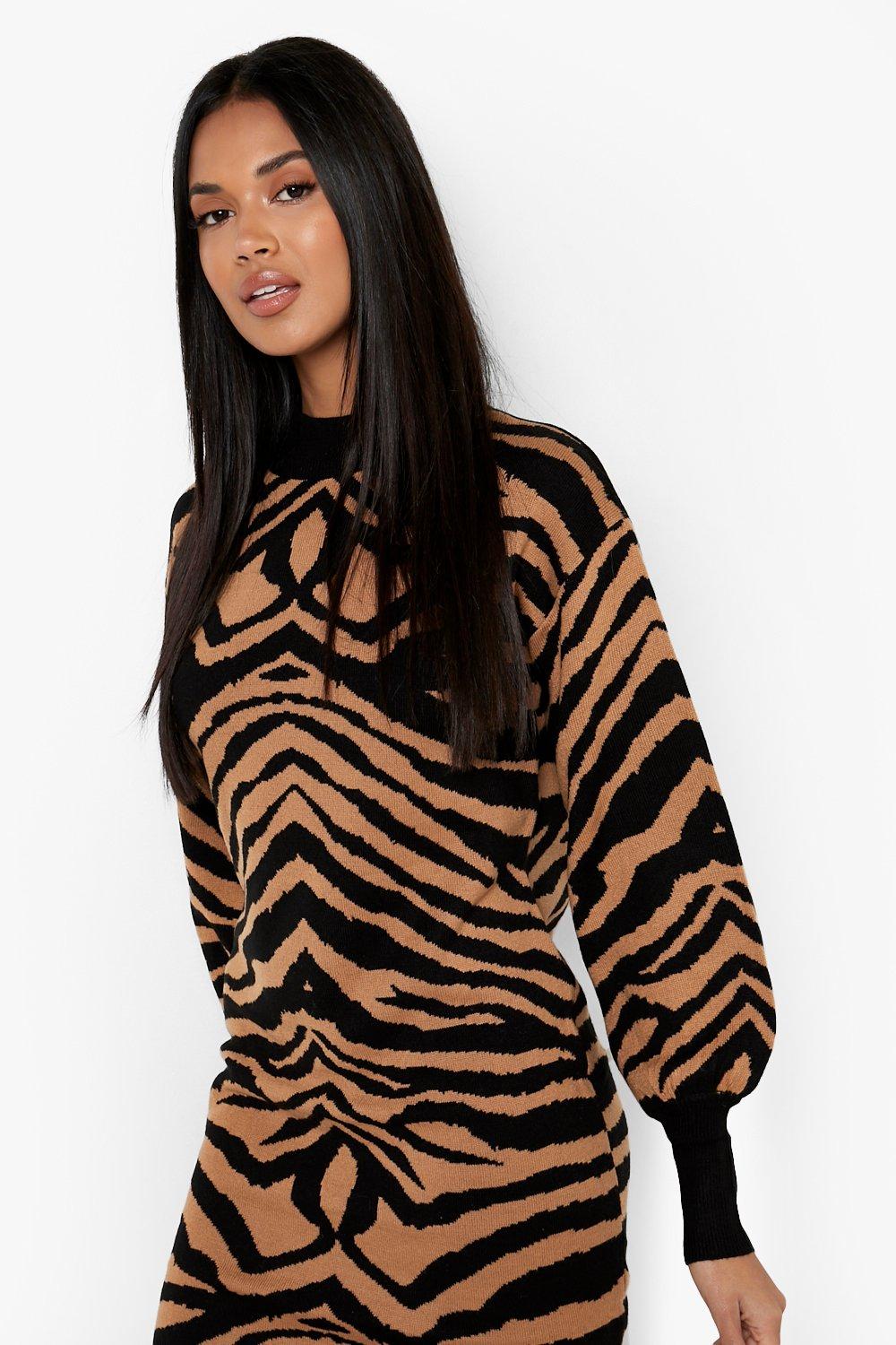 Animal print sweater store dress