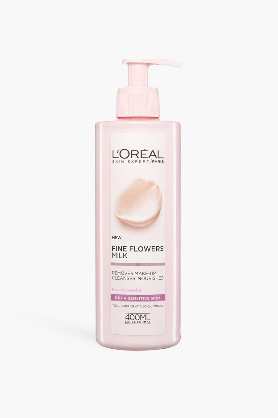 Clear L'Oréal Paris Fine Flowers Cleansing Milk Lotion Makeup Remover Dry Sensitive Skin 400ml