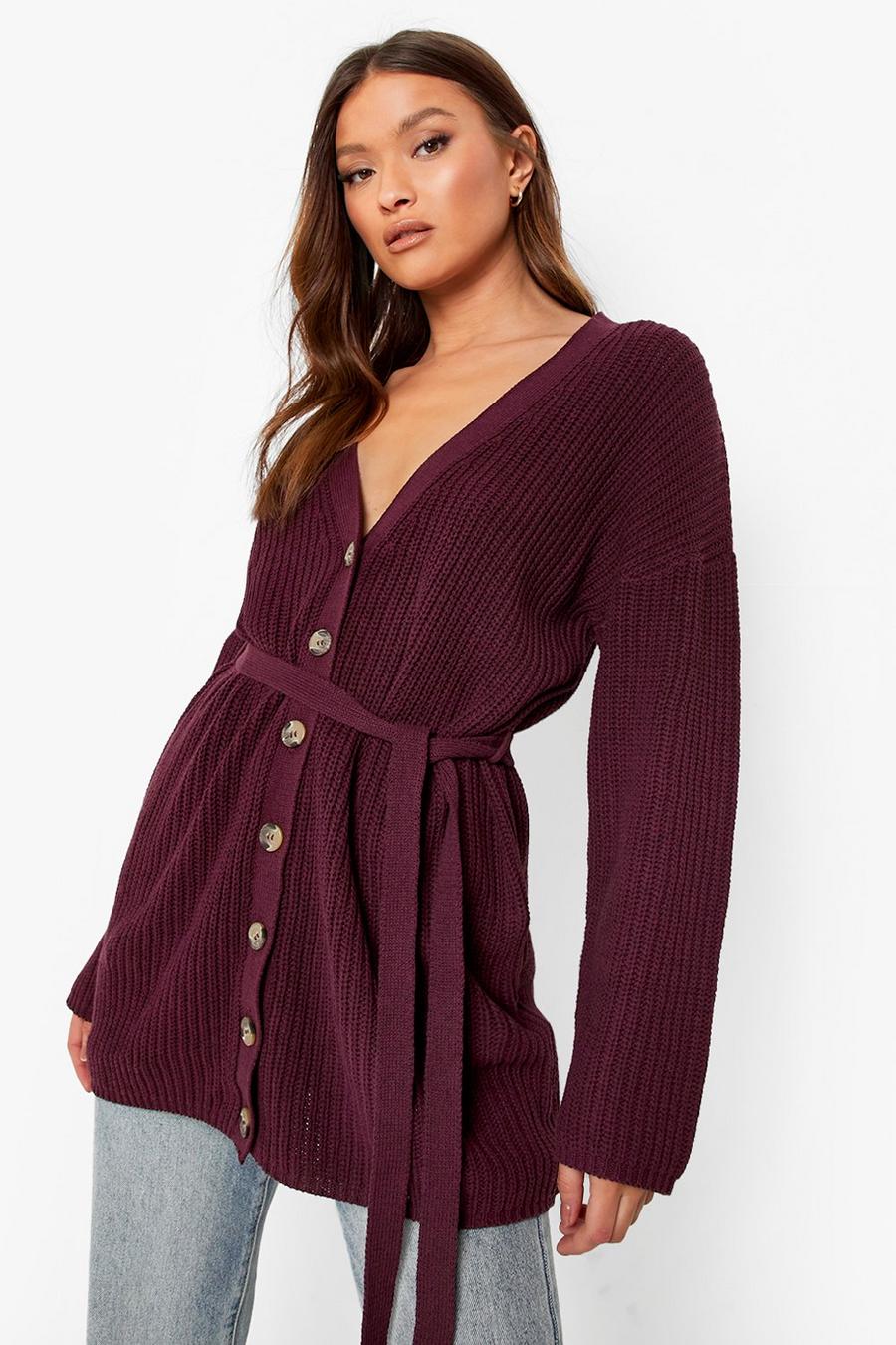 Berry Belted Cardigan image number 1