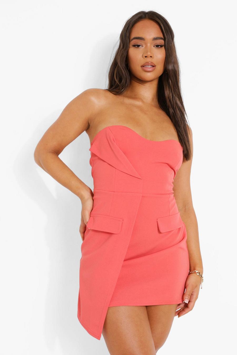 Robe blazer bustier style cache-coeur, Coral image number 1