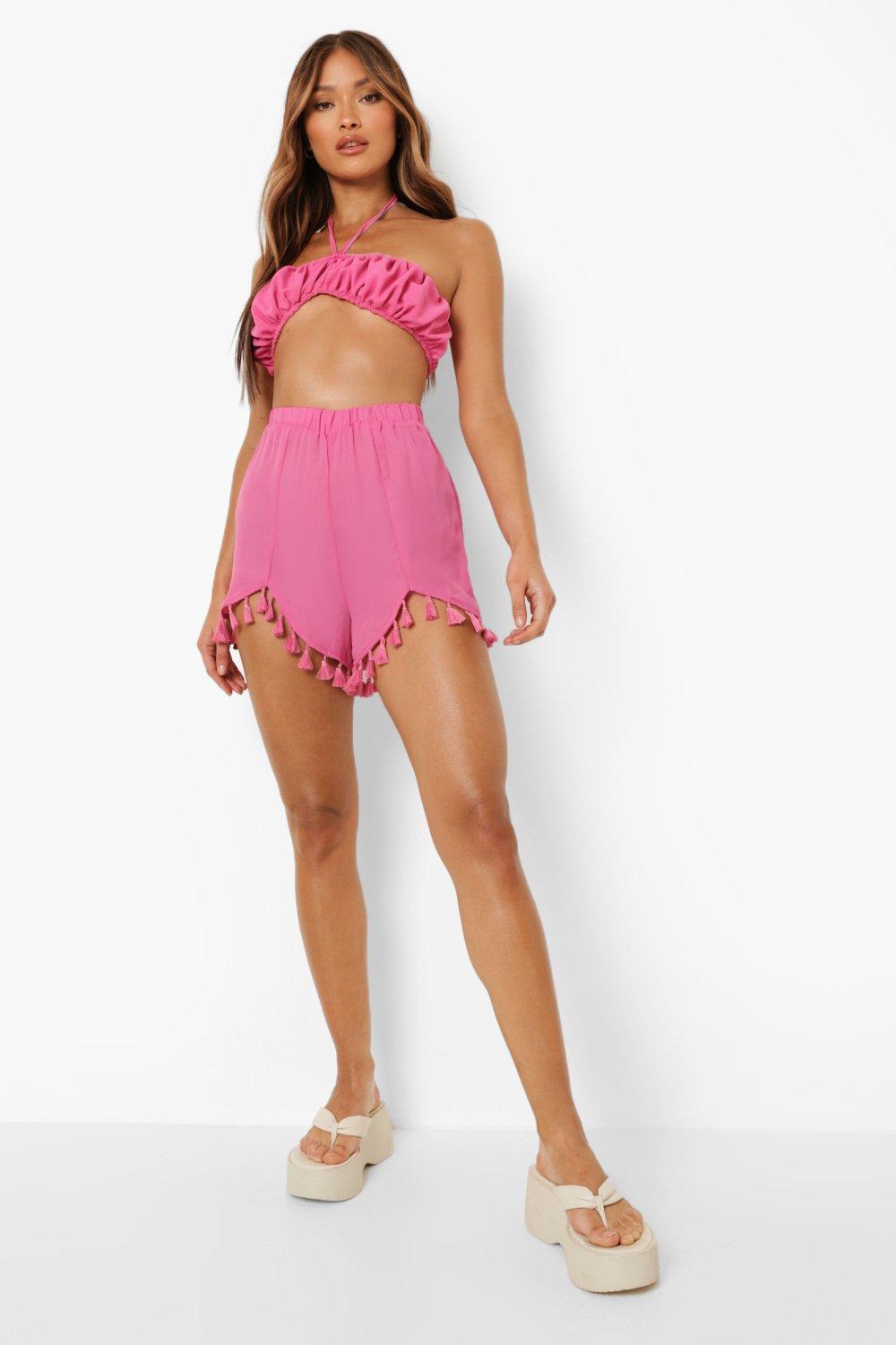 Pink cheap tassel shorts