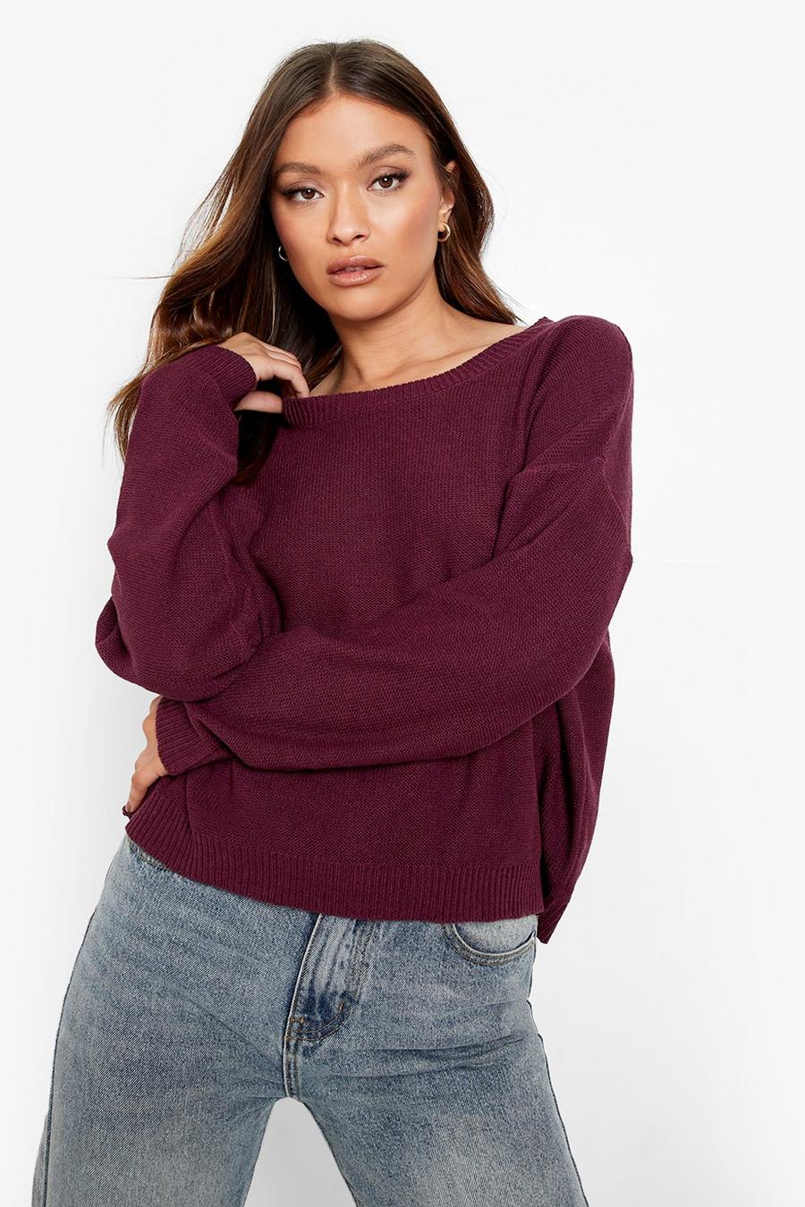Berry Crew Neck Knitted Jumper image number 1