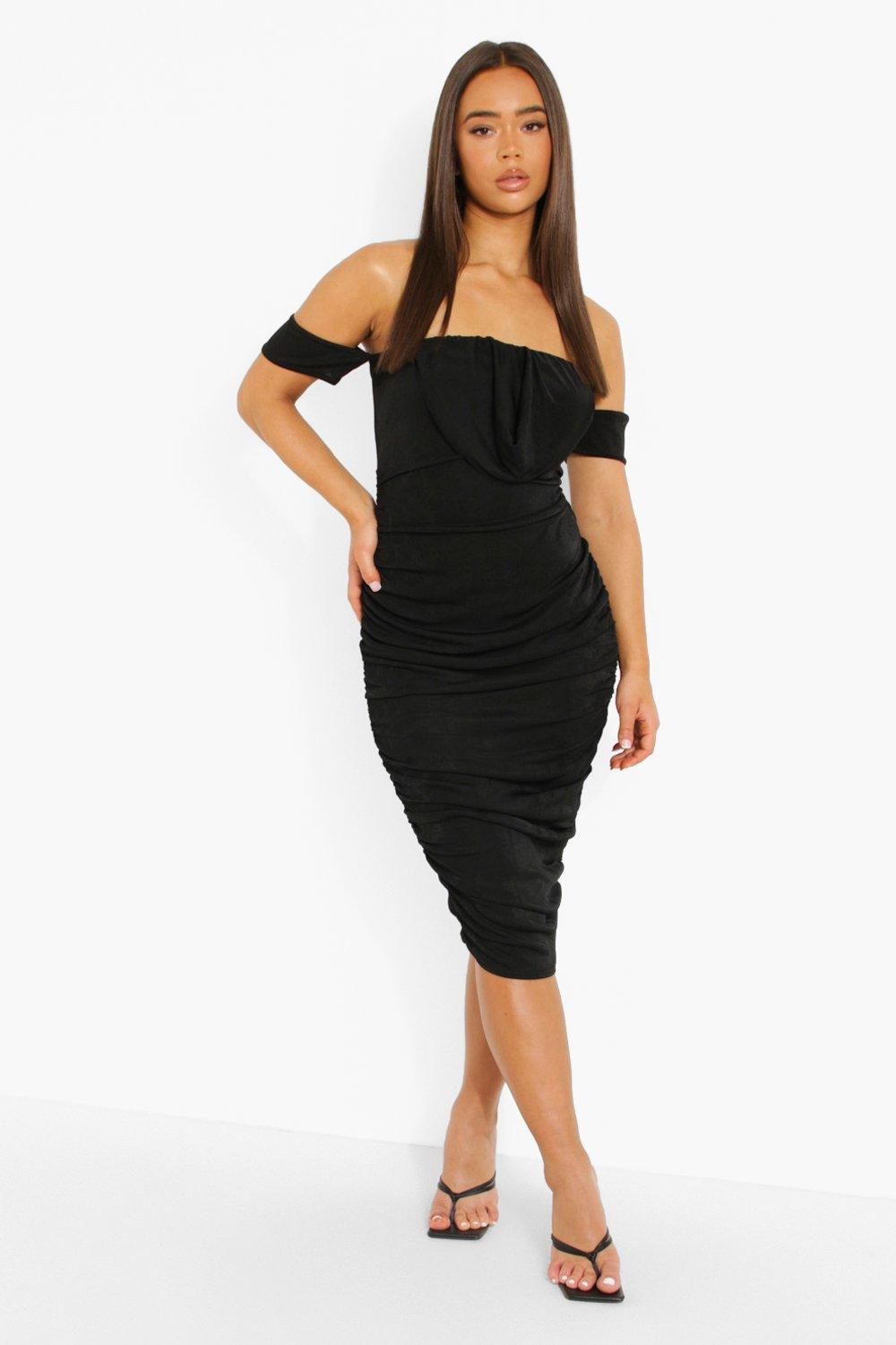 draped bardot dress