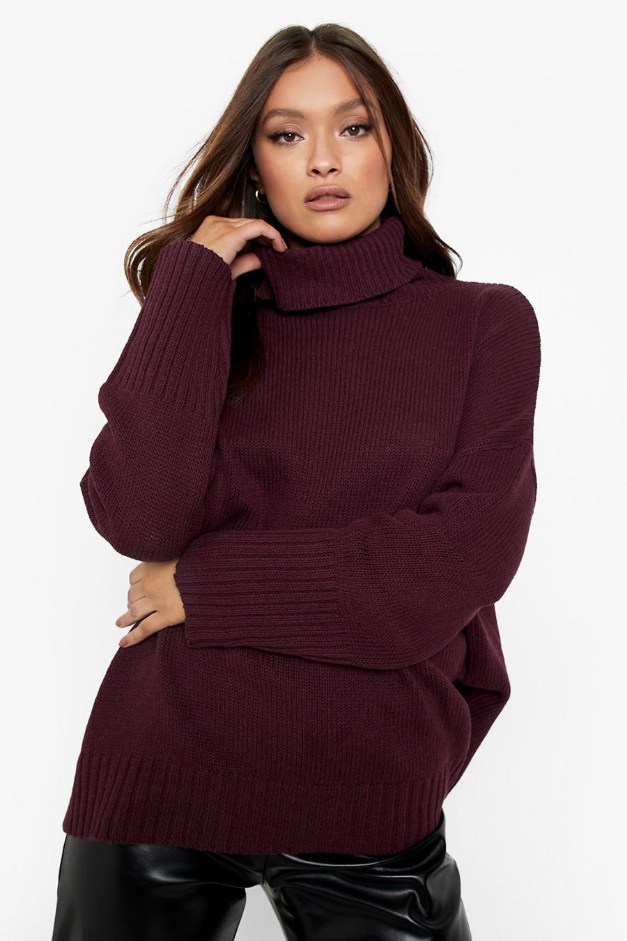 Berry red Roll Neck Jumper