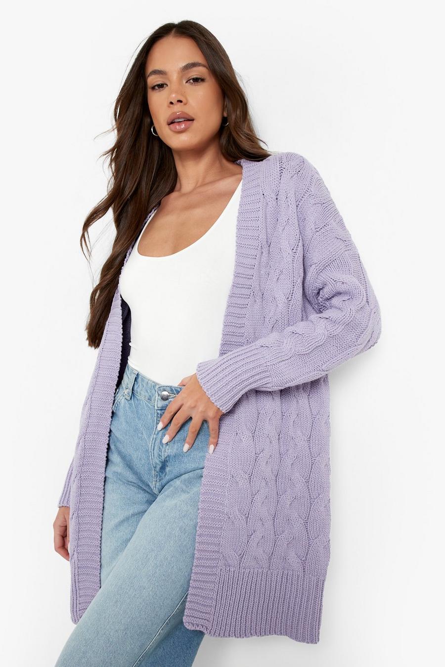 Lilac Edge To Edge Cable Cardigan image number 1