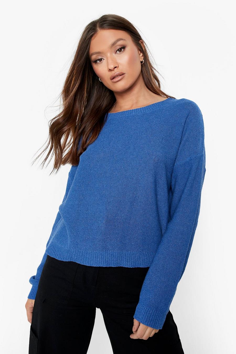 Navy Crew Neck Knitted Jumper