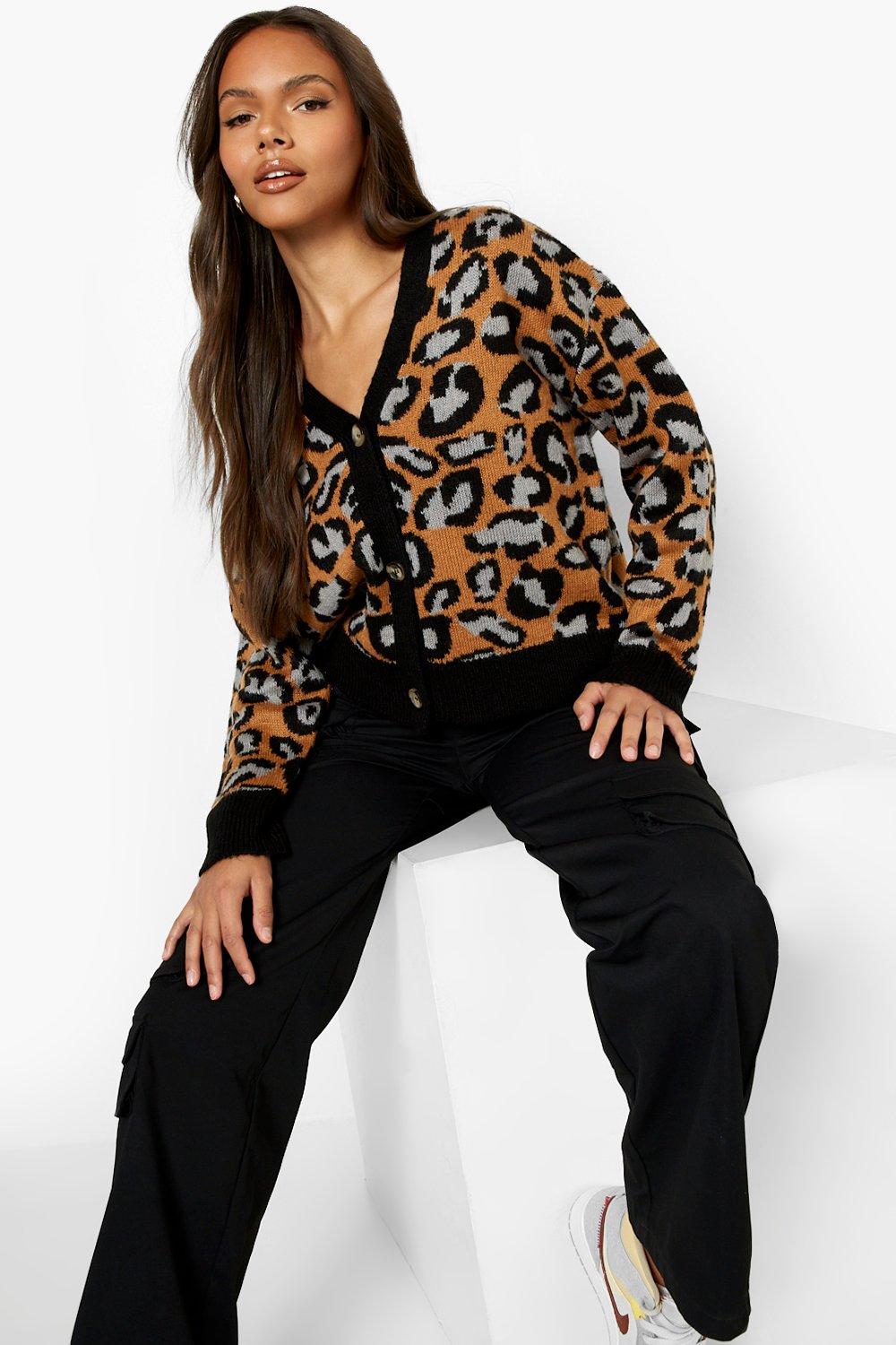 Leopard print hotsell cardigan boohoo