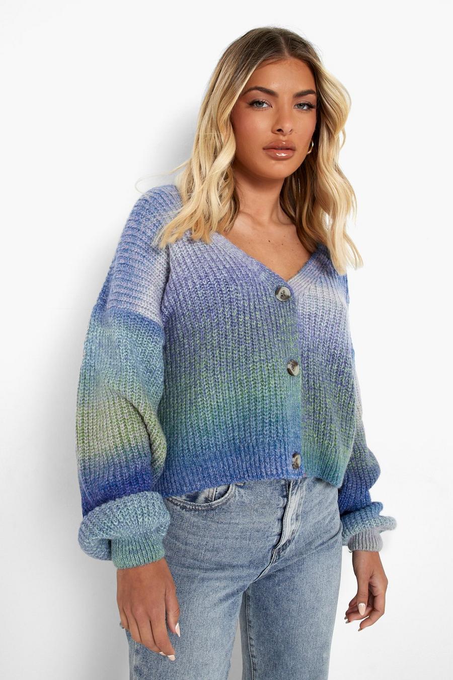 Blue Space Dye Ombre Cardigan image number 1