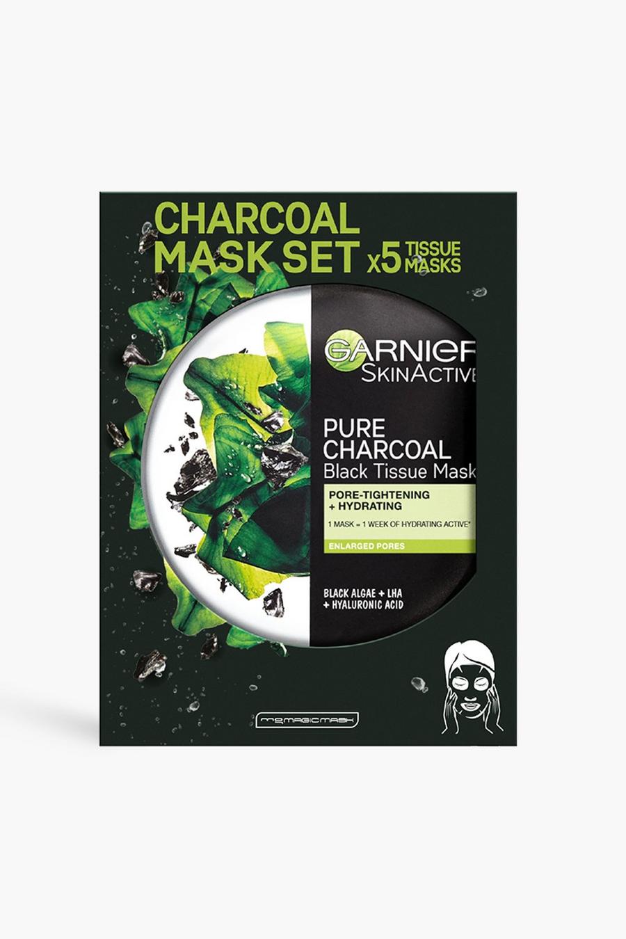 Clear transparent Garnier Charcoal and Algae Purifying and Hydrating Face Sheet Mask for Enlarged Pores (5 Pack) image number 1