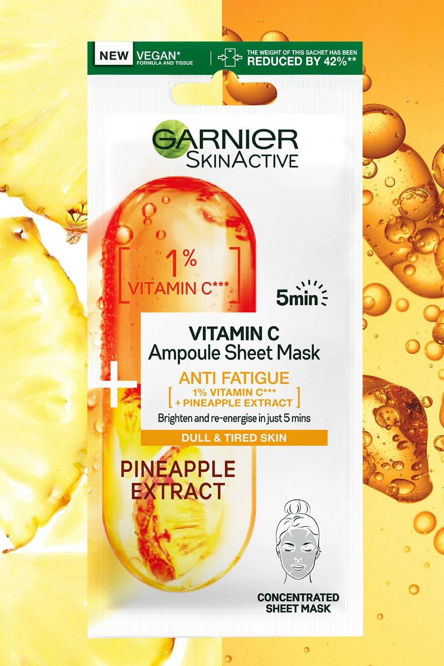 Clear transparent Garnier SkinActive Vitamin C Anti Fatigue Ampoule Sheet Mask 15g image number 1