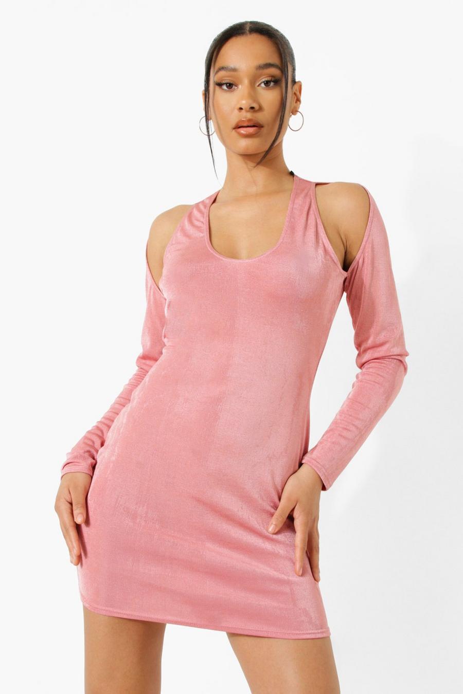 Rose Long Sleeve Cut Out Mini Dress image number 1