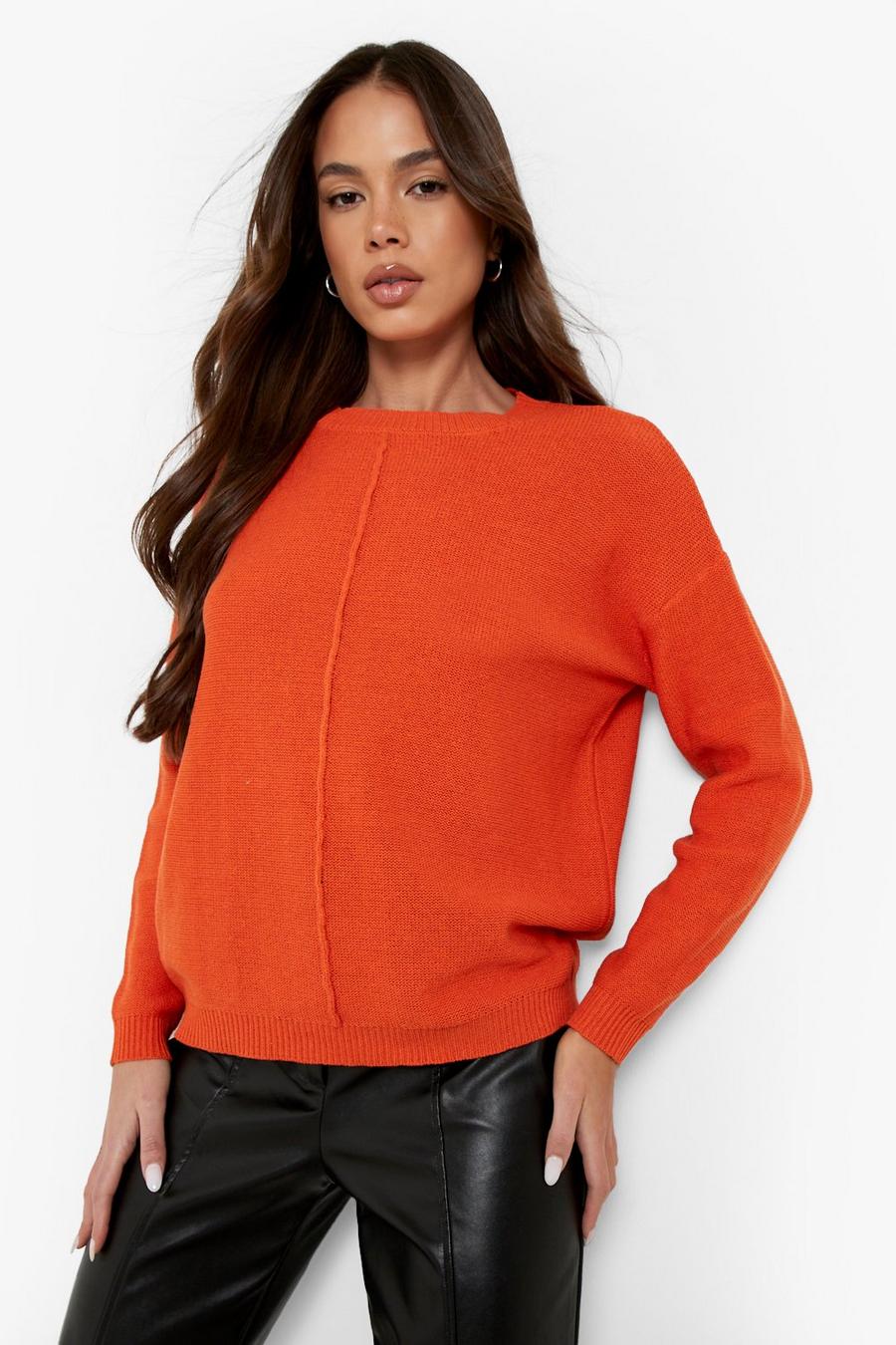 Rust orange Recycled Oversized Sweater image number 1