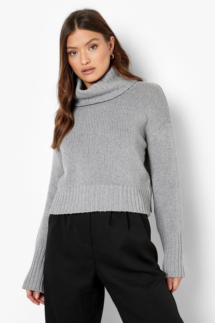 Grey Recycled Turtleneck Sweater image number 1