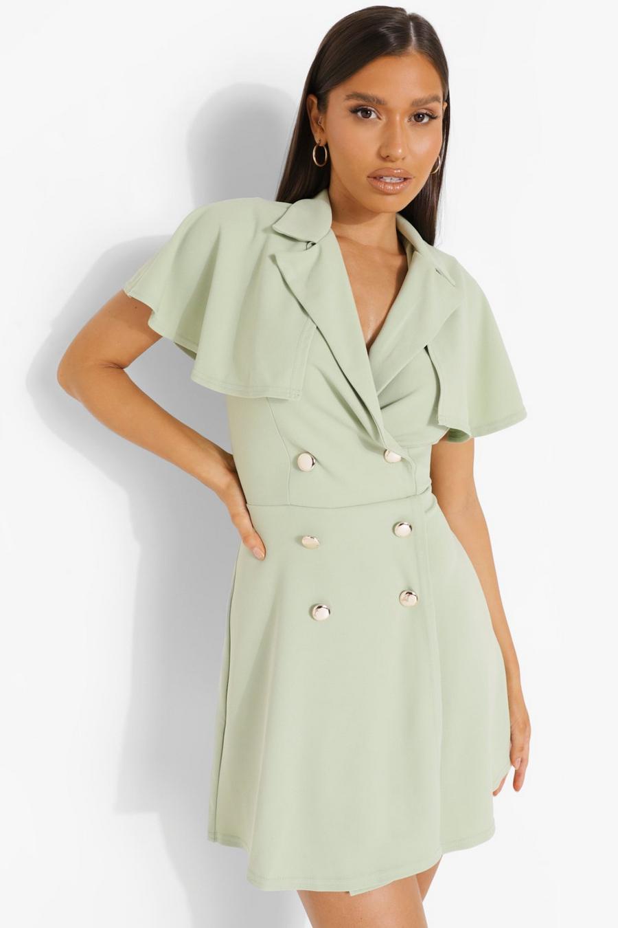 Sage green Cape Detail Blazer Dress image number 1