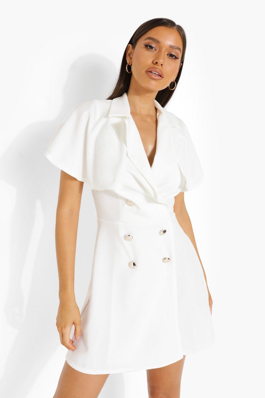 White Cape Detail Blazer Dress image number 1