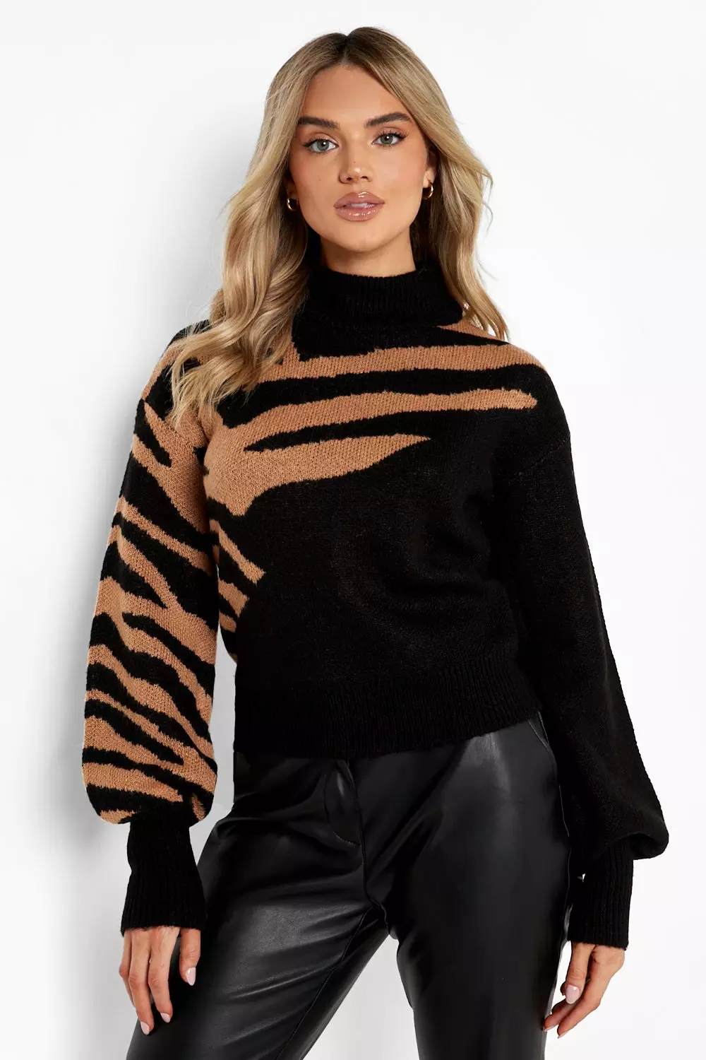 Animal print colour block cheap jumper