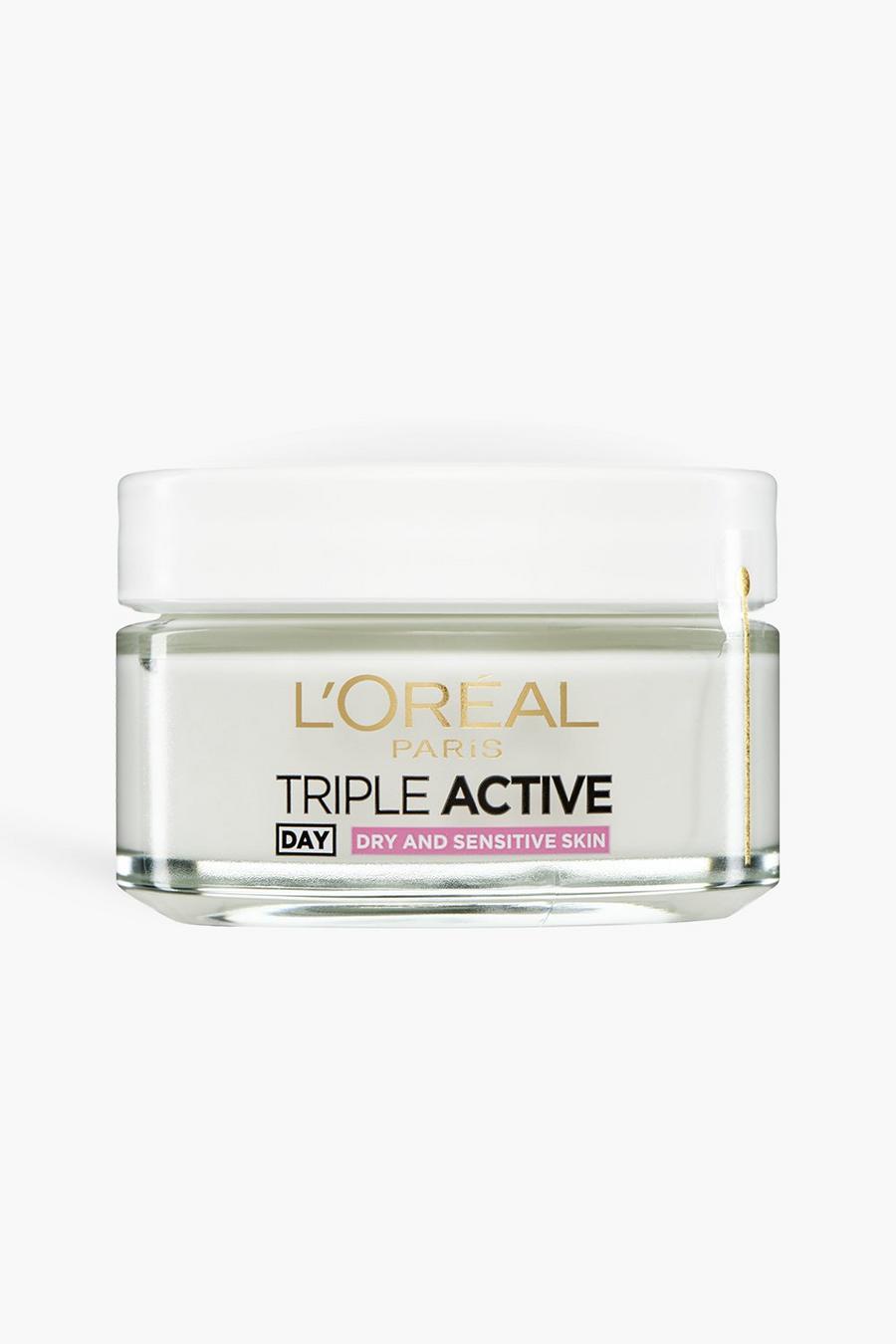 White vit L'Oréal Paris Triple Active Day Moisturiser Dry and Sensitive Skin 50ml