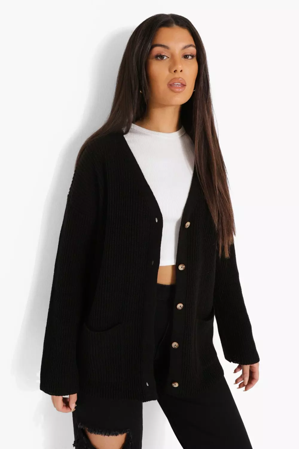 Boohoo 2025 black cardigan