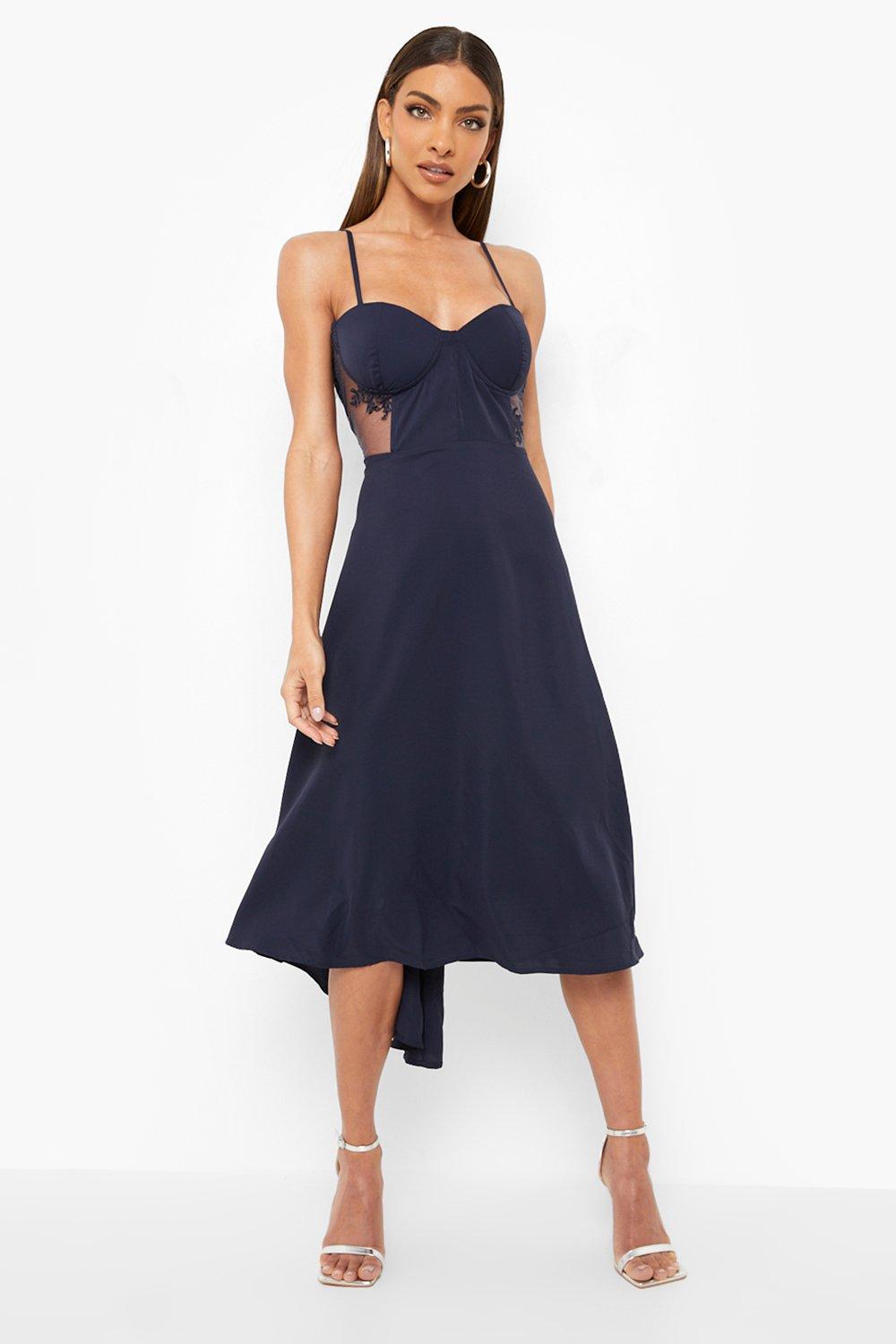 Boohoo navy outlet midi dress