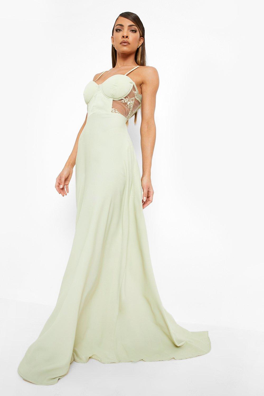 Contrast Lace Corset Maxi Dress | boohoo
