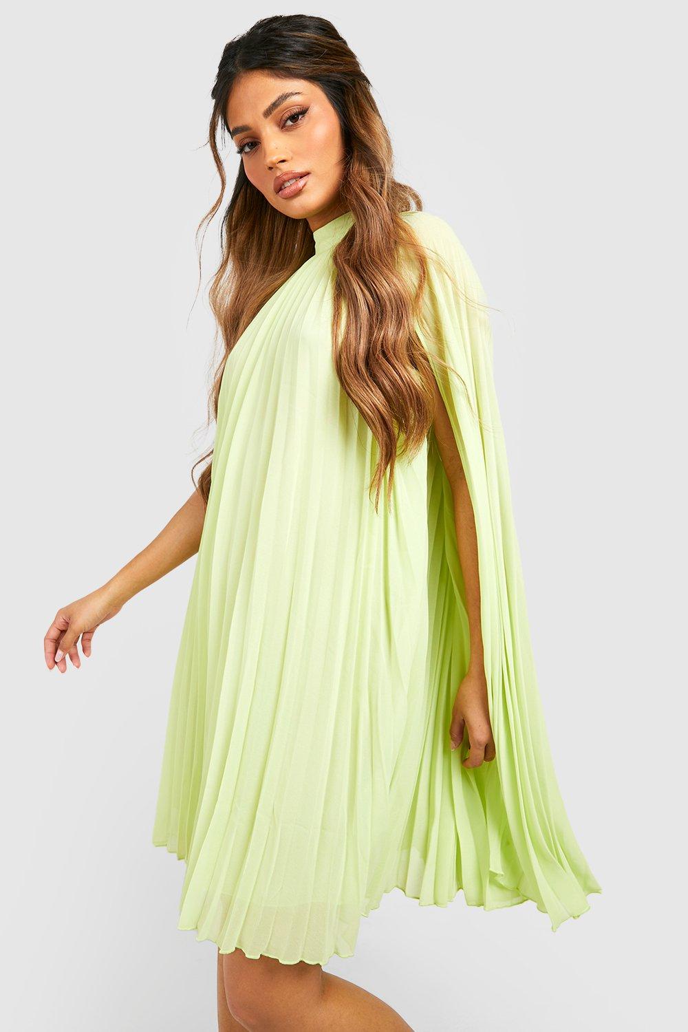 plus size green pleated skirt