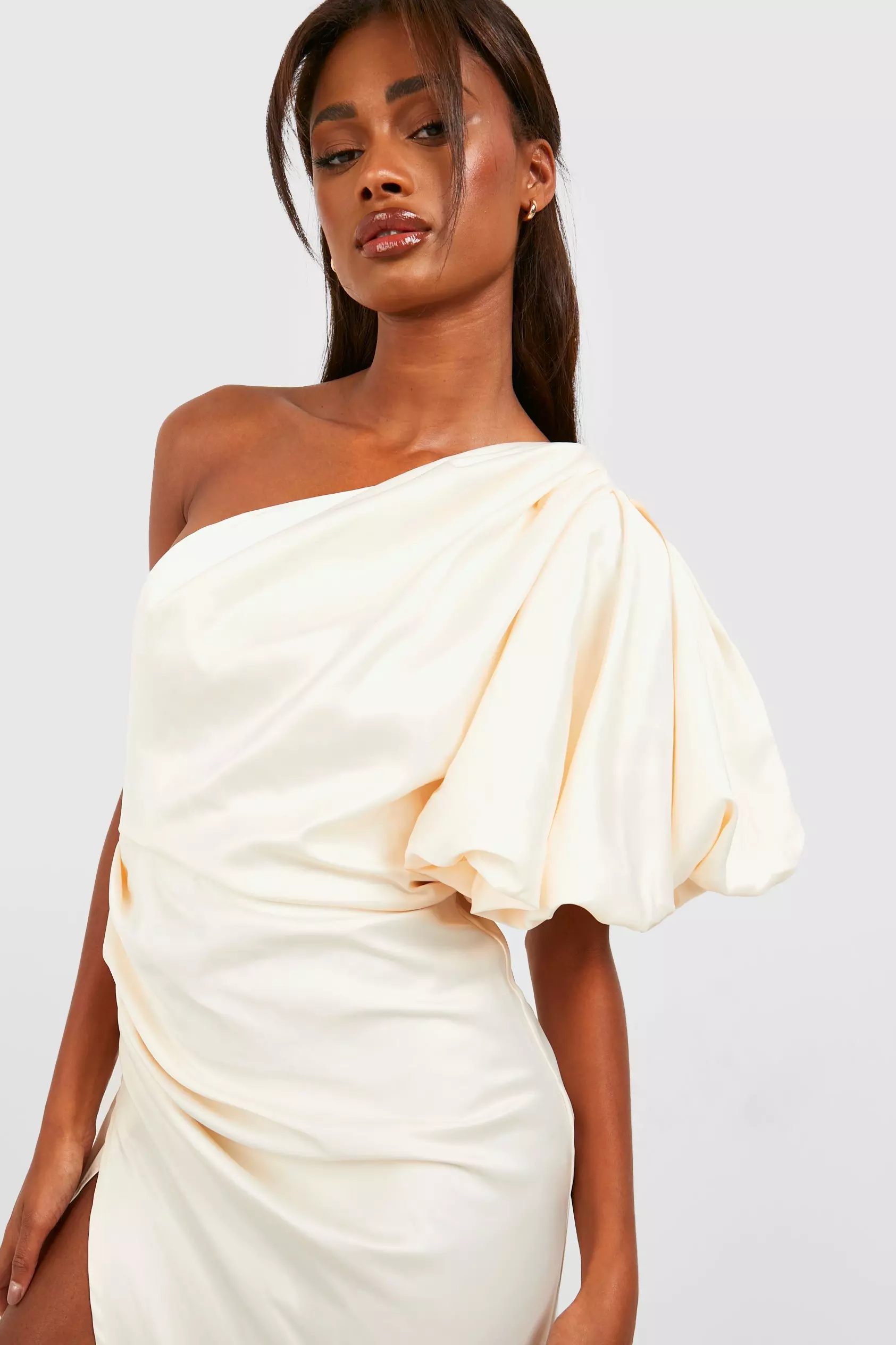 Asos edition drape asymmetric linen discount midi dress