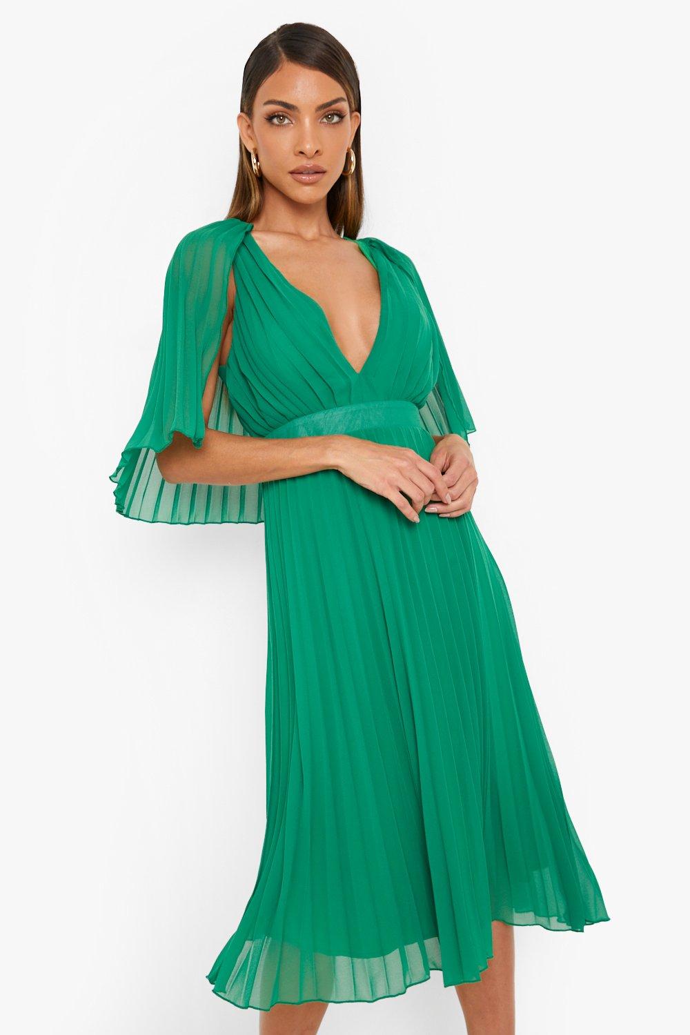 Robe midi pliss e pour demoiselles d honneur boohoo