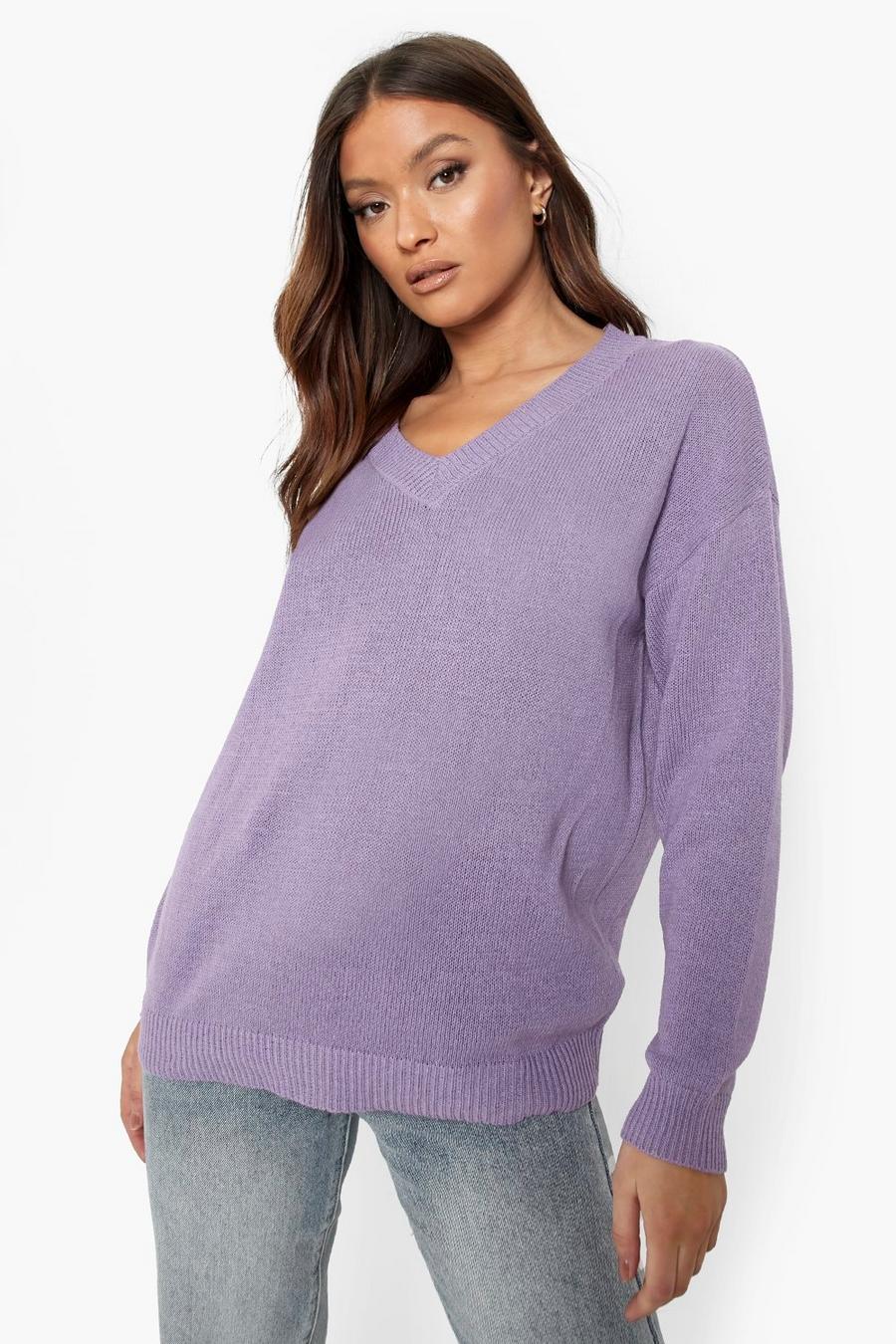 Lilac V Neck Sweater image number 1