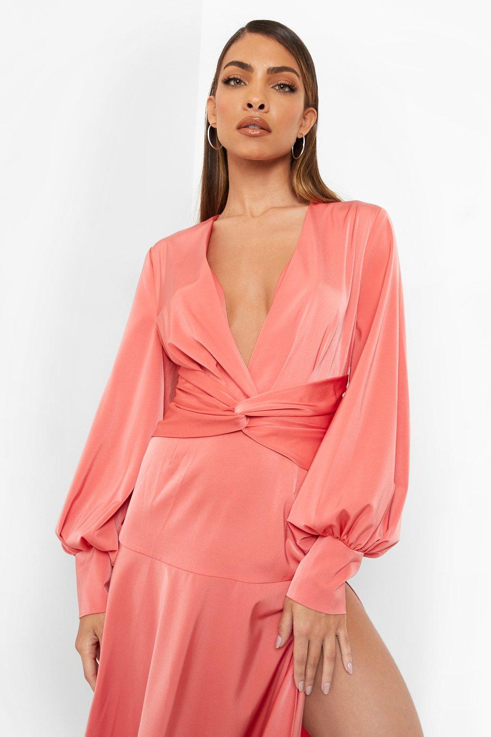 Vestido midi 2025 saten