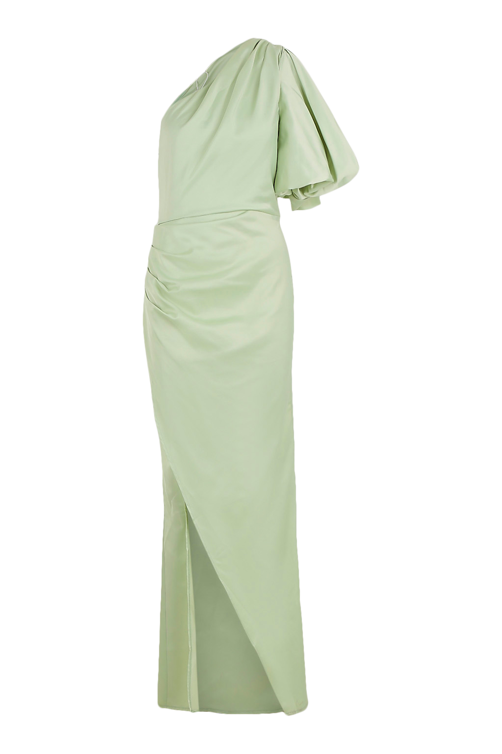 Puff One Shoulder Side Split Maxi Dress