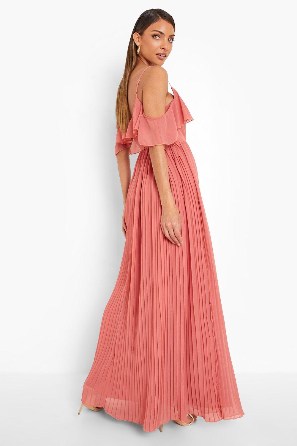 rose cold shoulder dress