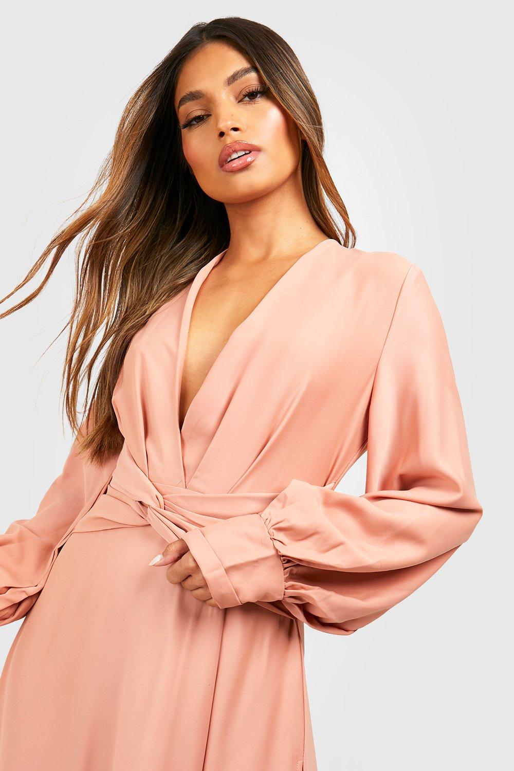 Satin Twist Front Maxi Bridesmaid Dress boohoo