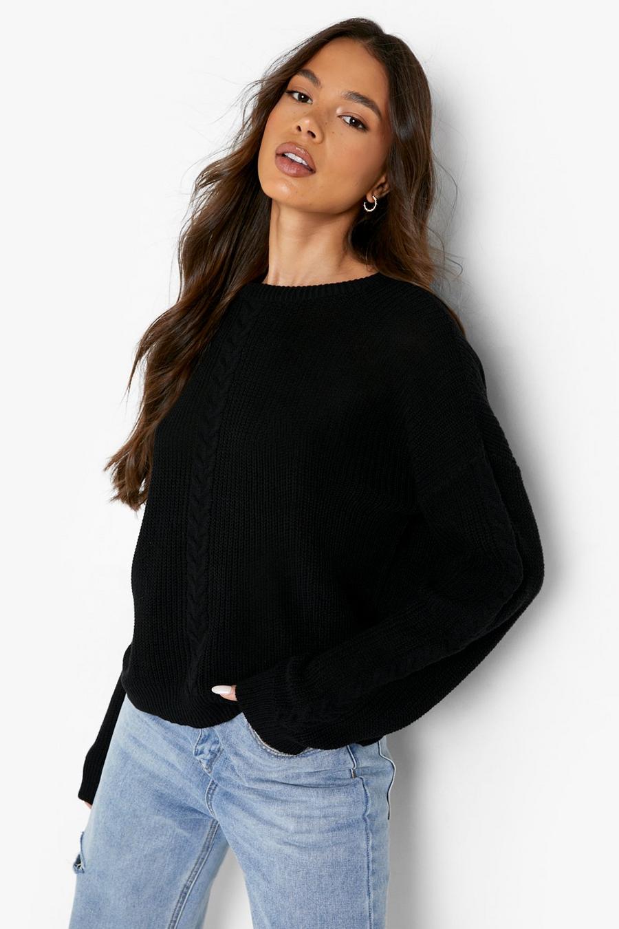Black Recycled Cable Sweater
