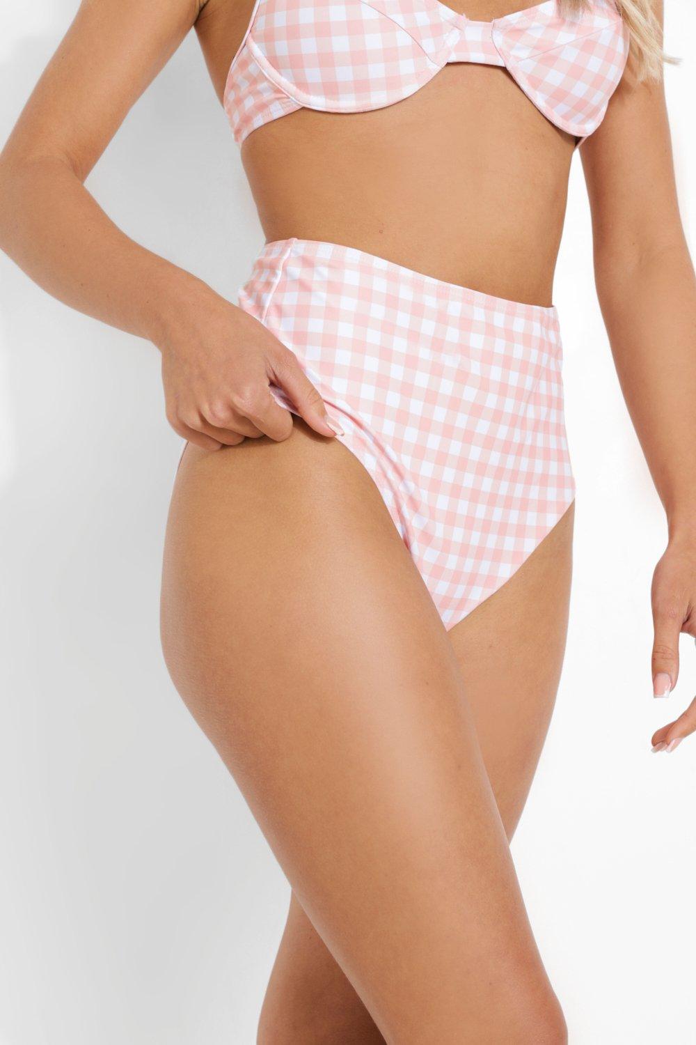 High waisted checkered hot sale bikini bottoms