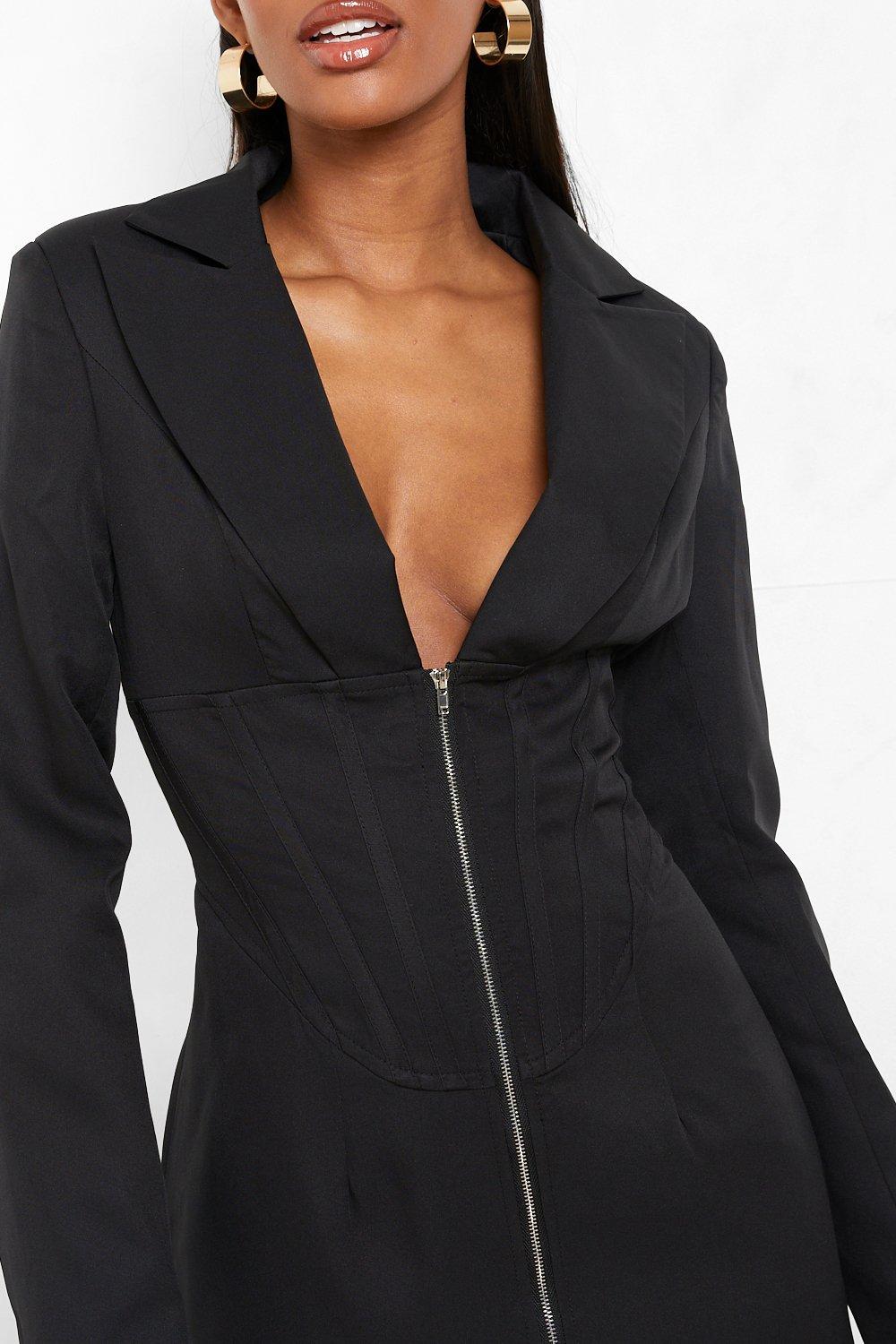 Black Zip Front Blazer