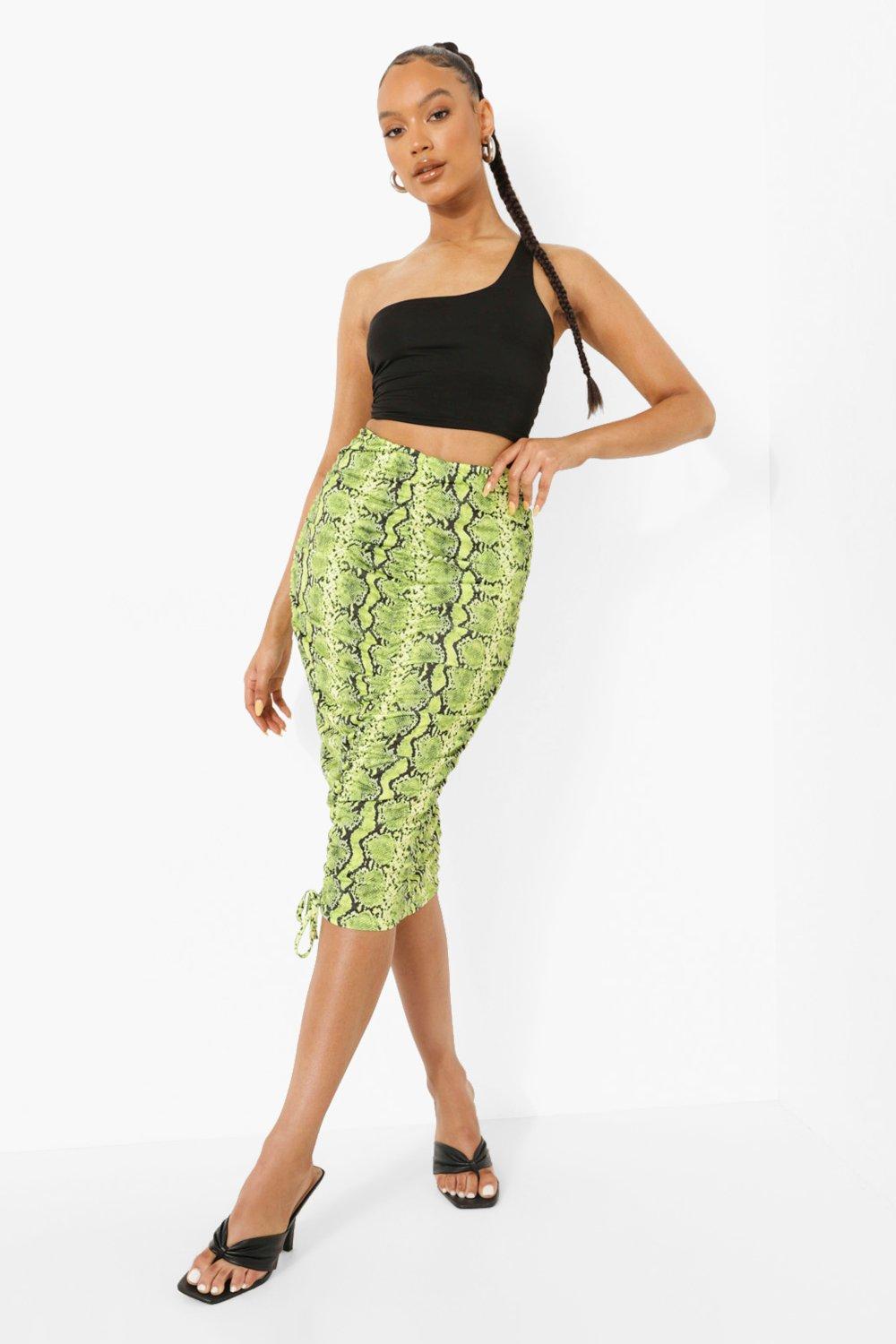 Green snake outlet print skirt