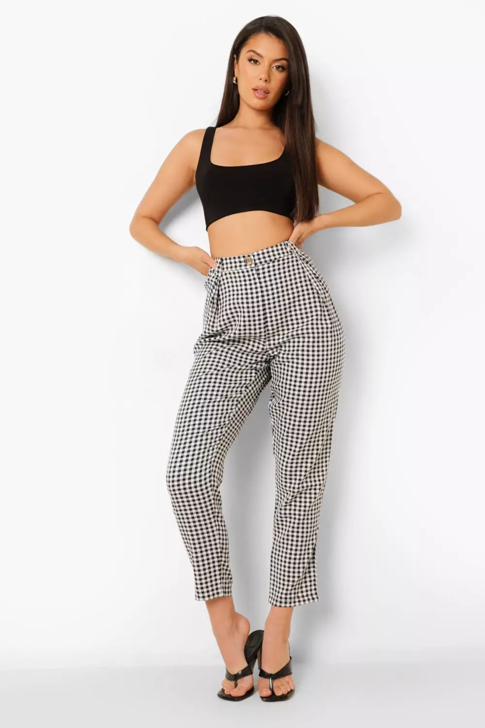 Gingham tapered trousers sale