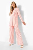 Coral Pastel Stripe Tailored Wide Leg Trousers