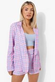 Pink Pastel Check Fitted Tailored Blazer