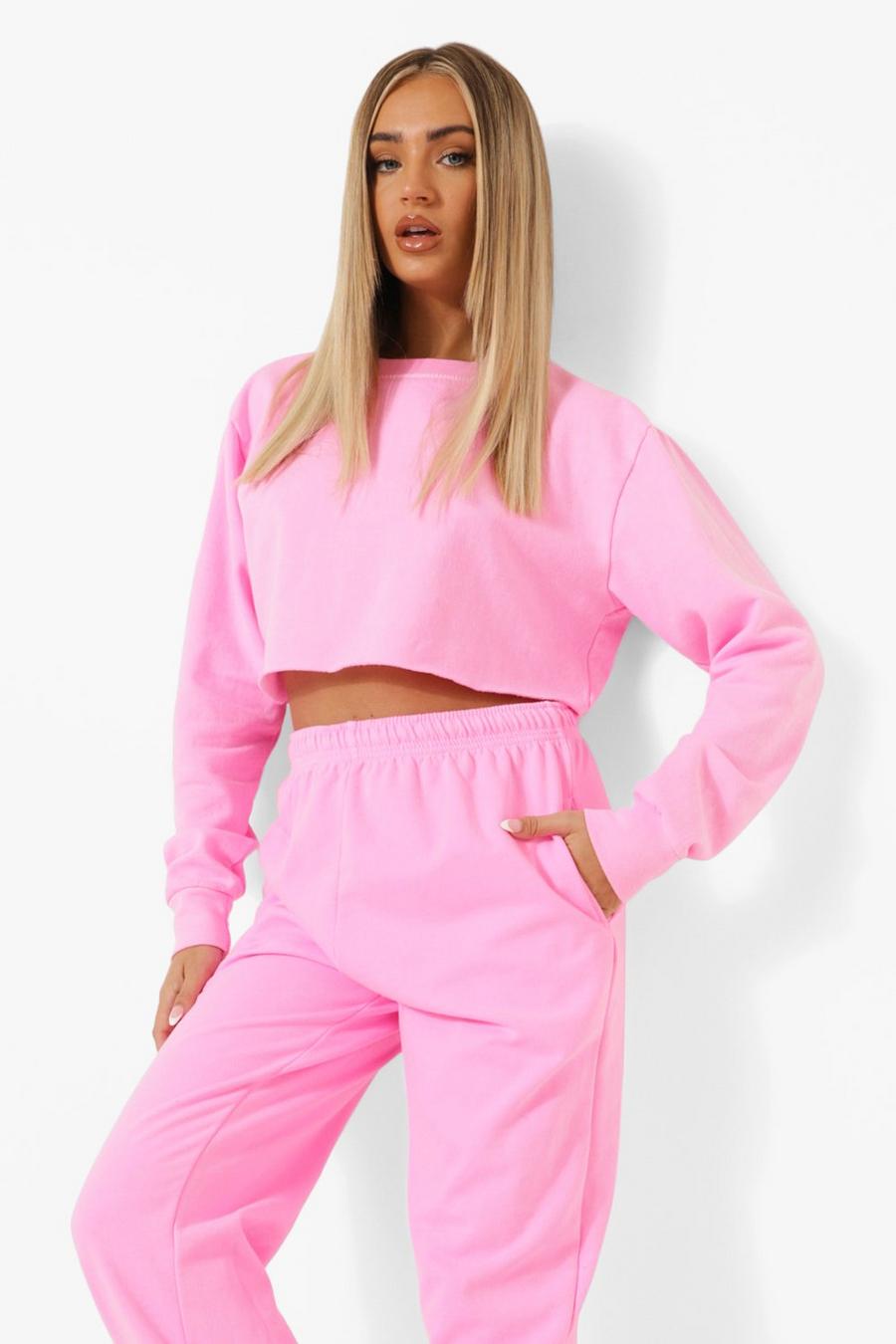 Neon-pink Overdyed Cropped Neon Sweater image number 1