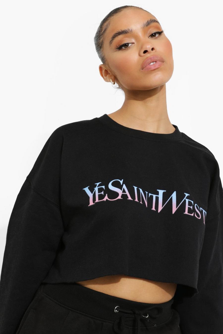 Black Ye Saint West Ombre Cropped Sweatshirt image number 1