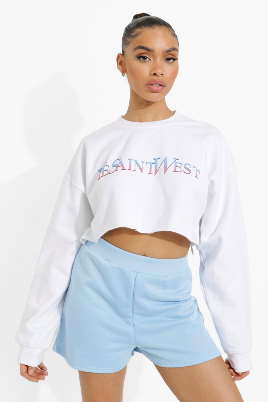 White Ye Saint West Kort sweatshirt med ombréeffekt image number 1