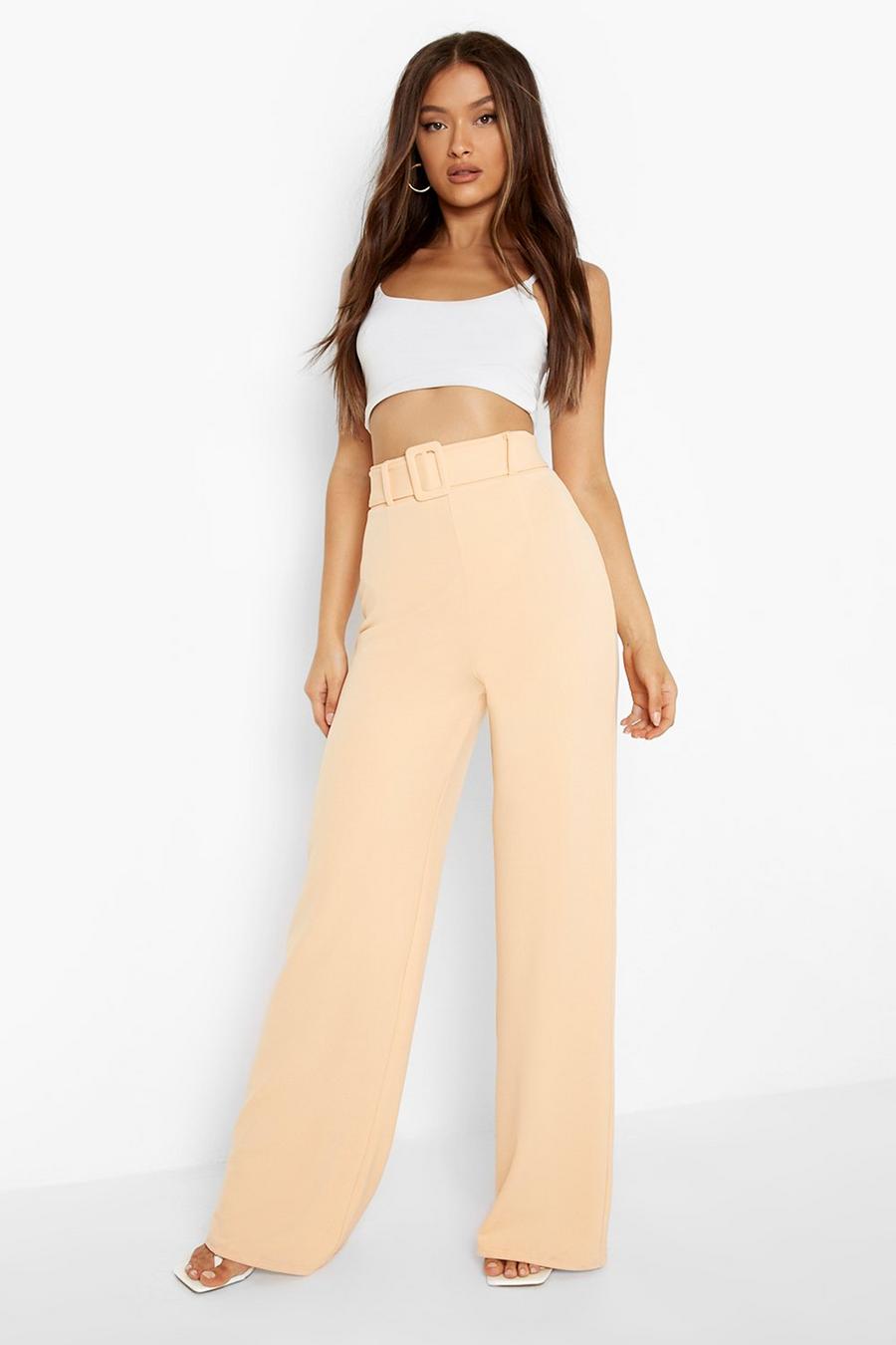 Peach Mix & Match Belted Wide Leg Trousers image number 1
