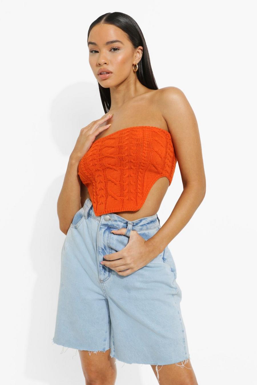 Orange Cable Knit Corset image number 1