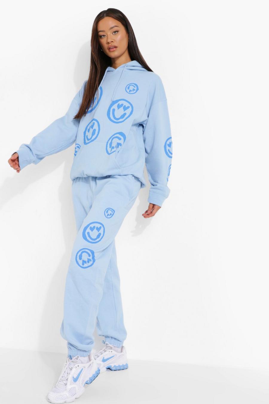Light blue Oversized Heart Face Joggers image number 1