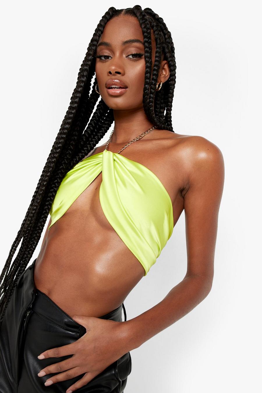 Lime Chain Detail Halter Top image number 1