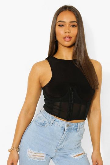 Mesh Underbust Corset Top black